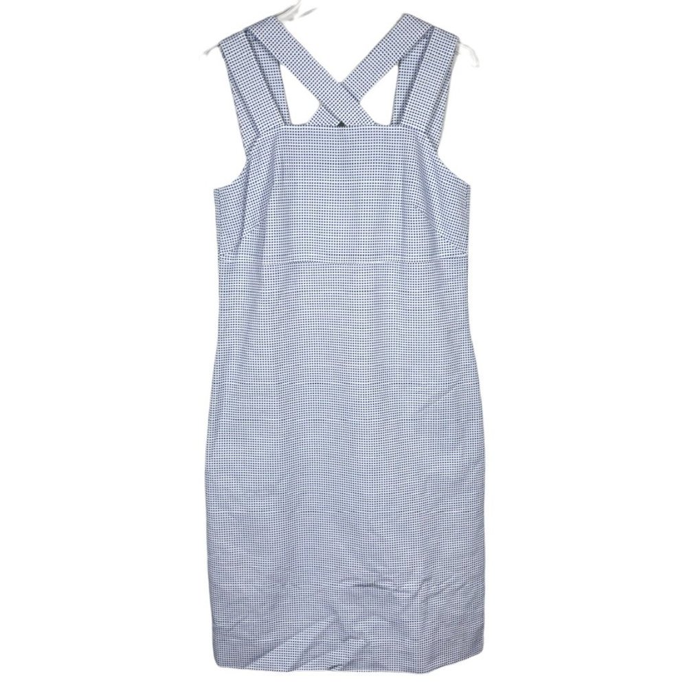 100% Cotton Blue & White Gingham Check Dress Size 8 Preppy Coastal Hamptons